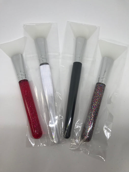 Silicone Brush Red Glitter Handle