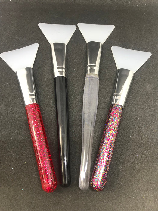 Silicone Brush Red Glitter Handle