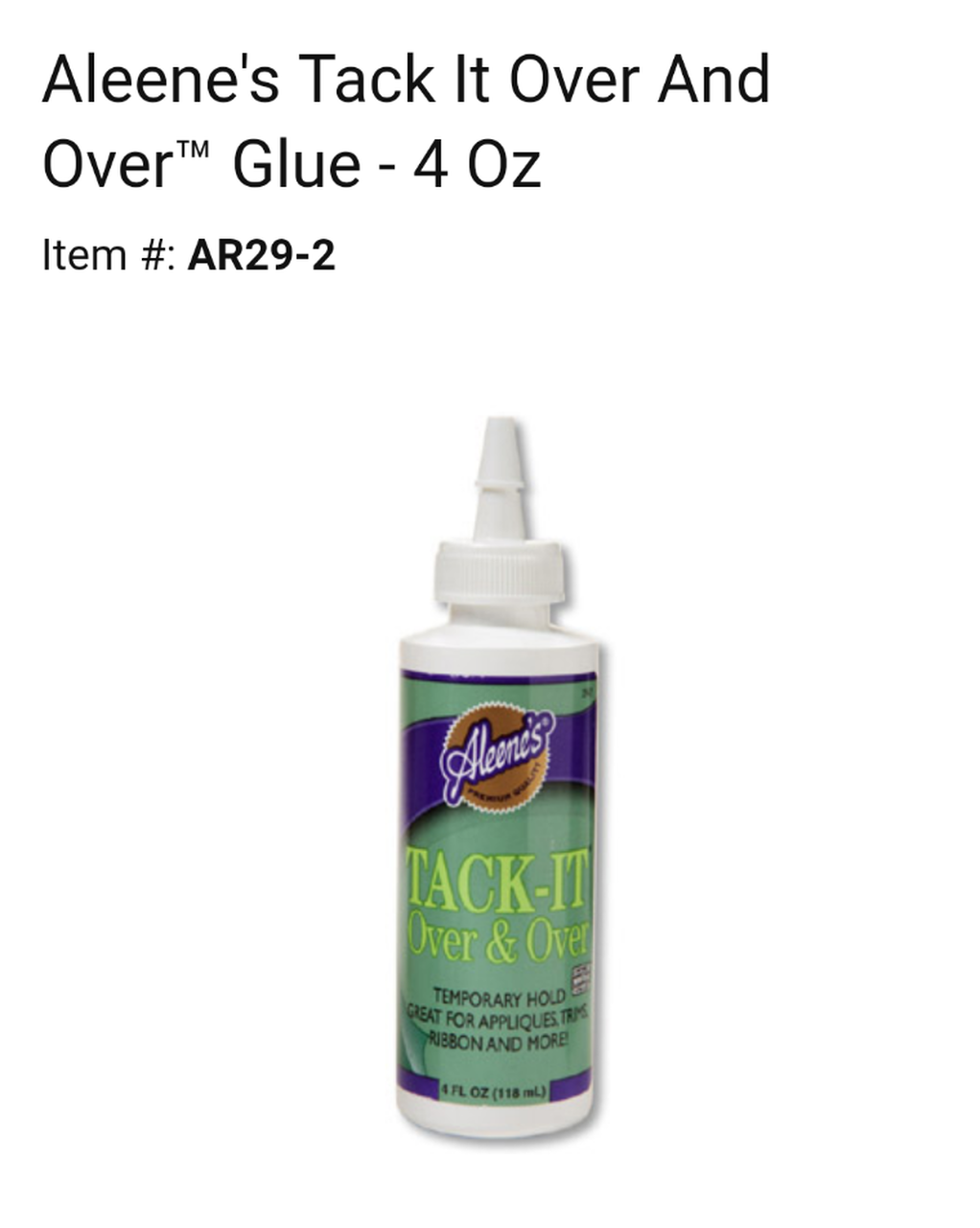 Aleene's Tack-It Over & Over Liquid Glue 4oz
